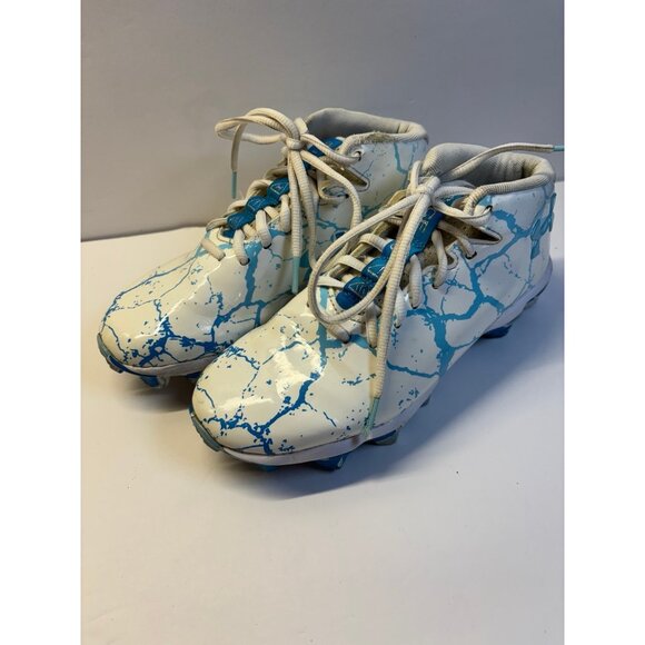 Under Armour Spotlight Franchise 4 ICE (size 4Y) Football Cleats Blue & White - Picture 1 of 11